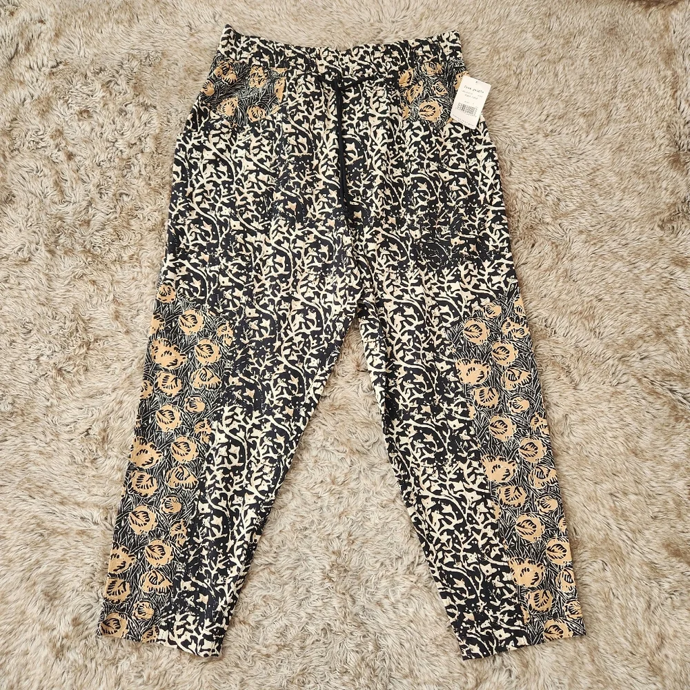 Free People Marfa Nights Pants In Black Combo Drawstring Waist Womens Size Large - Picture 2 of 12